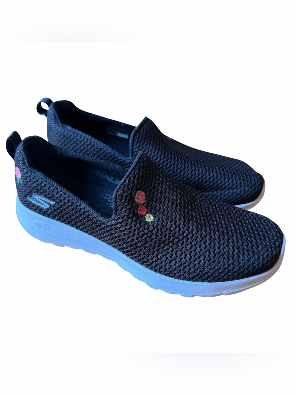 Skechers Go Walk Joy Slip-On Mesh Sneakers Tennis Shoe Black Floral Goga Mat 7.5
